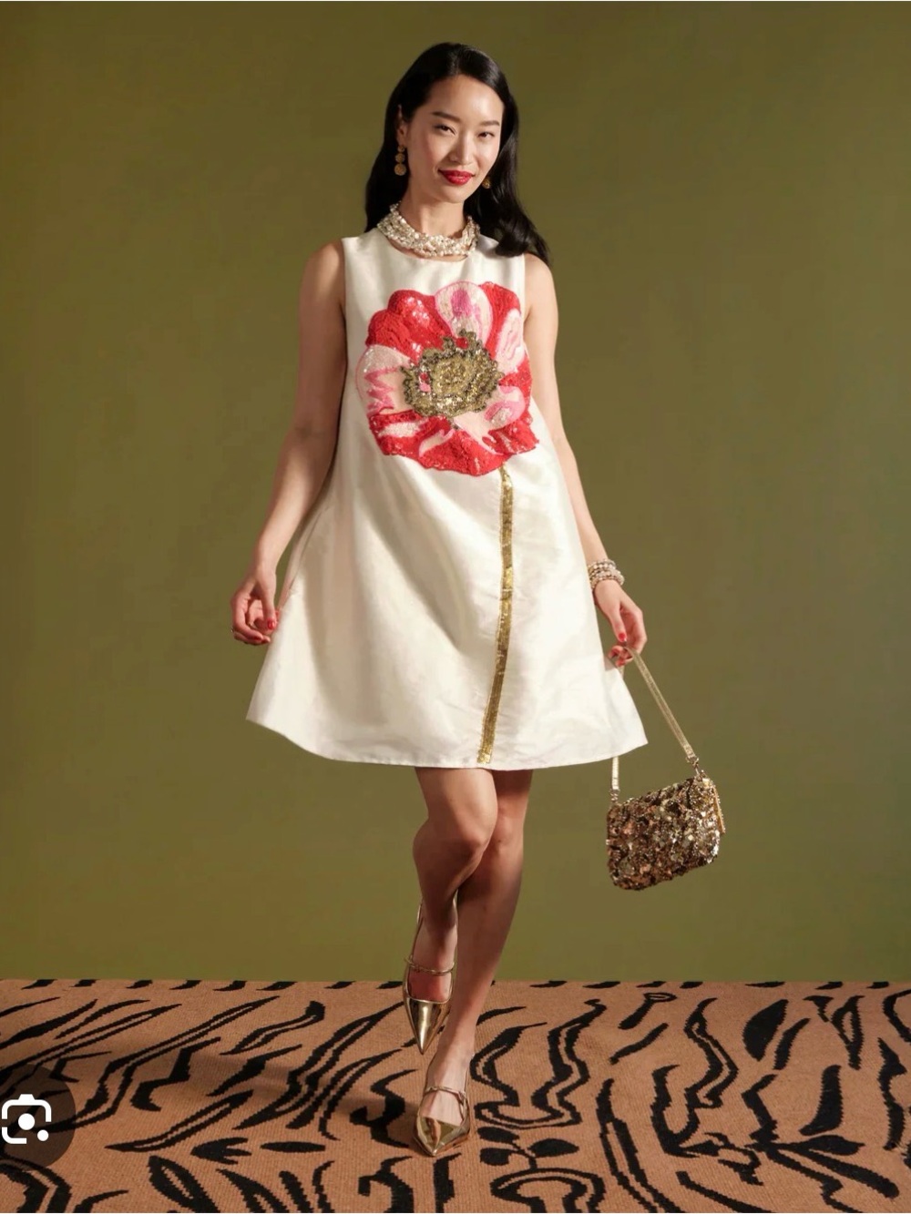 NWT Frances Valentine Alice Shift Dress with Sequin Flower